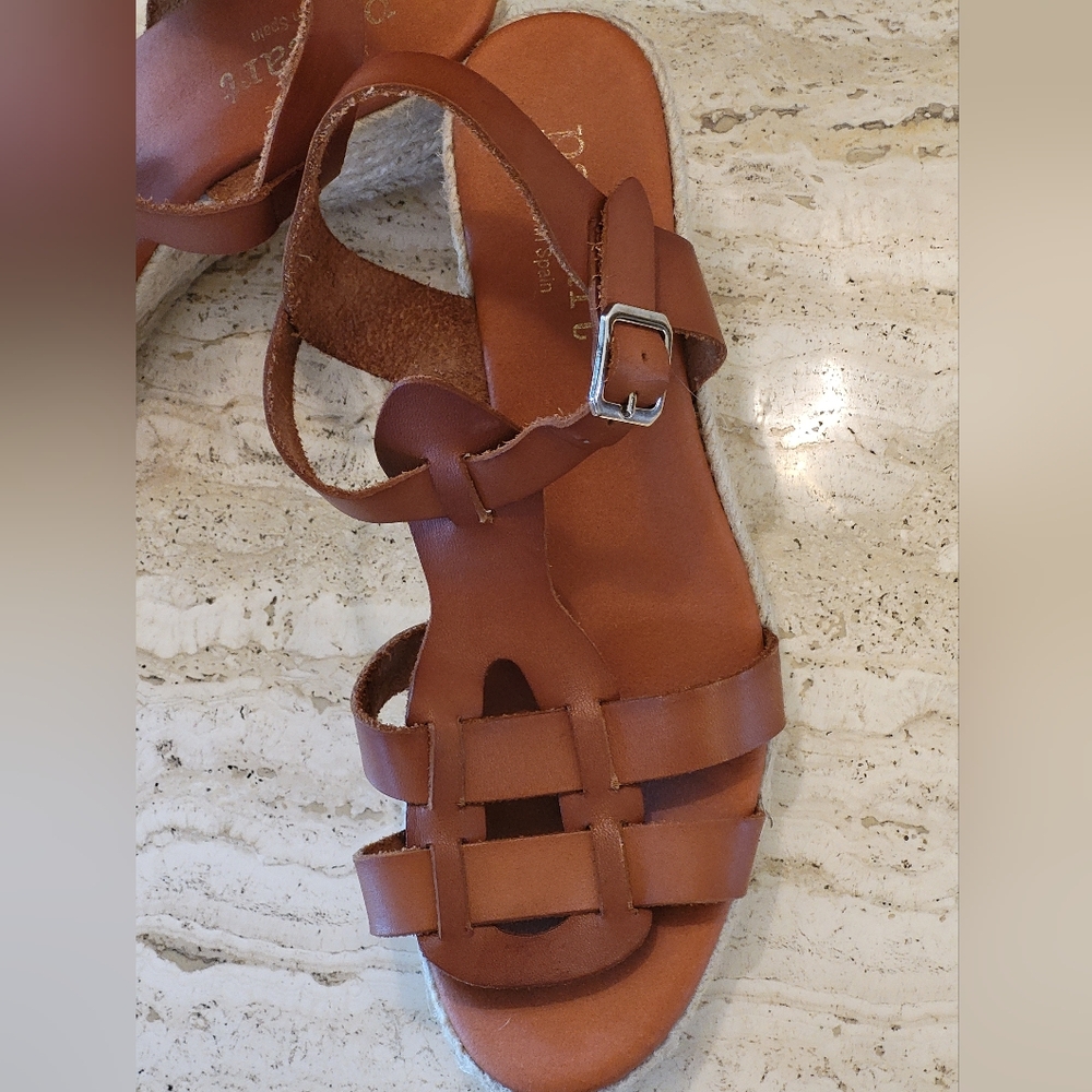 Paseart Brown Leather Espadrilles Made In Spain Size 40 (US 9) - Picture 7 of 8